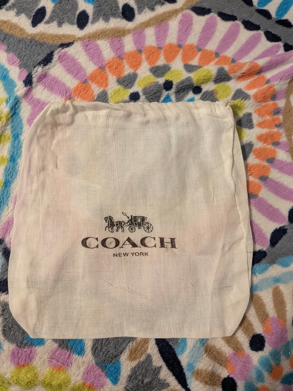 COACH White Logo Drawstring Dust Pouch